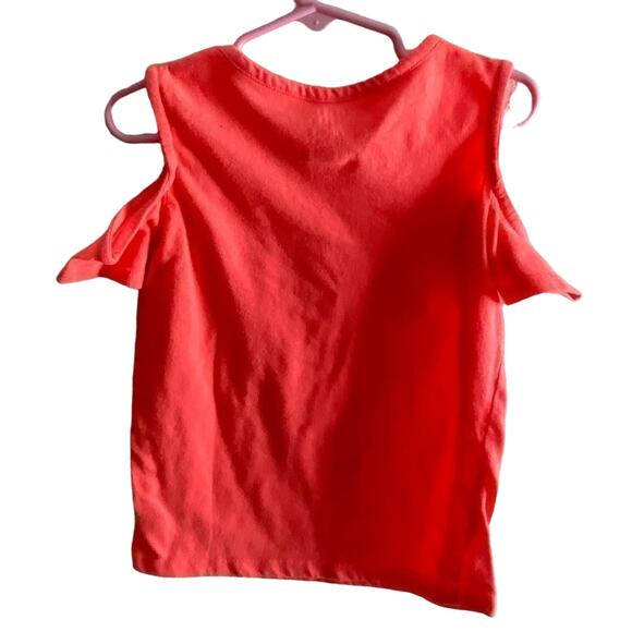 French Toast Girl’s Coral Colored Ruffled Cold Shoulder Shirt Size 6 - Picture 2 of 3